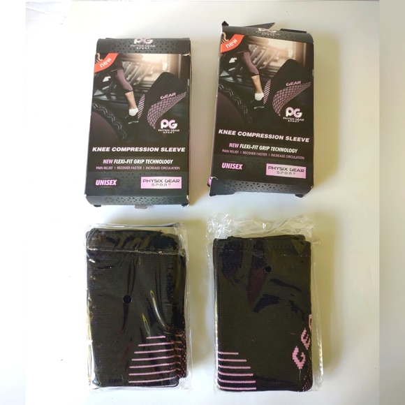 Physix Gear knee compression sleeves. Black and Pink, size large - Picture 5 of 6